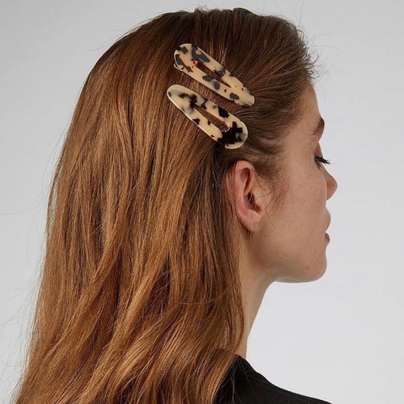 Accessories - 2 Pieces - Retro Tortoise Resin Hair Barrettes Set
